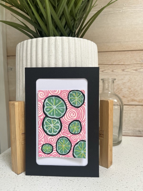 ACEO Original Art Card by Kaela Yee. Mini Art Painting. 2.5x3.5 inch. Limes.