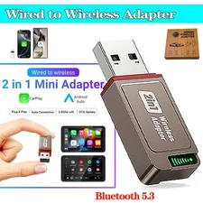  Auto Adapter 2in1 Wireless Carplay Android Mini Plug&Play Wireless Dongle  /Box