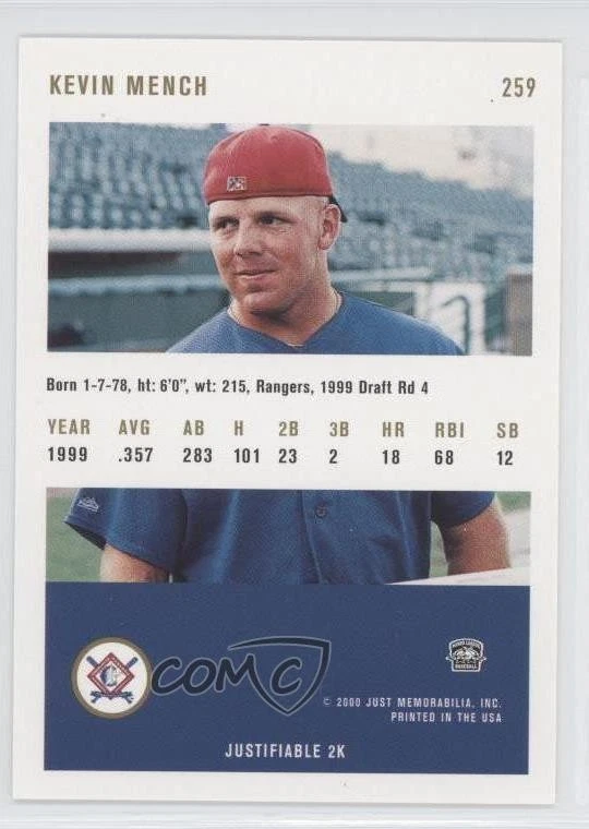 2000 Just Minors Justifiable Kevin Mench #259 Rookie RC - Image 2 of 2