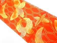 7599021: JAPANESE KIMONO / ANTIQUE FUKURO OBI / SILK / REVERSIBLE / WOVEN BUTTER