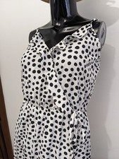 Edited White And Black Polka Party Maxi Cocktail Long Dress Bust 45cm Size M 10 