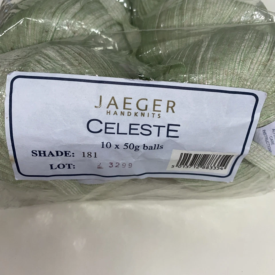 Lote de 10 hilos Jaeger ~ Celeste - 50 g de viscosa poliamida y lino - verde claro Foto 2 de 4