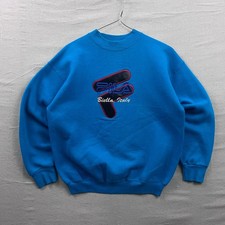 Fila Sweatshirt Mens XL Blue Vintage Embroidered Biella Italy Made in USA Cotton