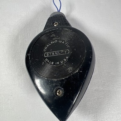Vintage Stanley Chalk Line Reel Chalk-O-Matic Metal Case  USA