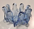 Vintage Murano Art Glass Ashtray Blue Amber Mid Century Italian Glass Dish