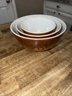 Vintage 70s Old Orchard MCM Pyrex 3 Pc. Mixing Bowls 401 - 402 - 403 - Read