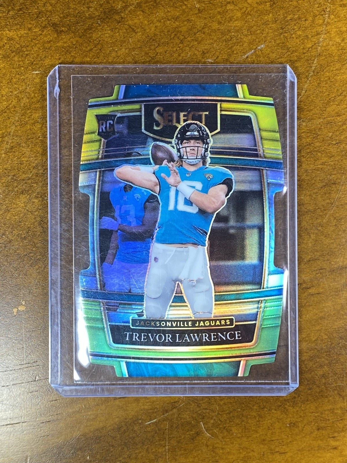 2021 Panini Select  Trevor Lawrence Rookie RC Green and Yellow Prizm Die Cut #43