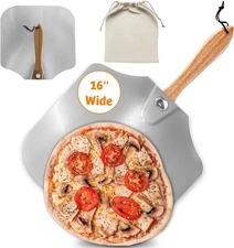 Pizza Peel 16 inch16" Wx 18" L Aluminum pizza peel with Foldable Wood Handle ...