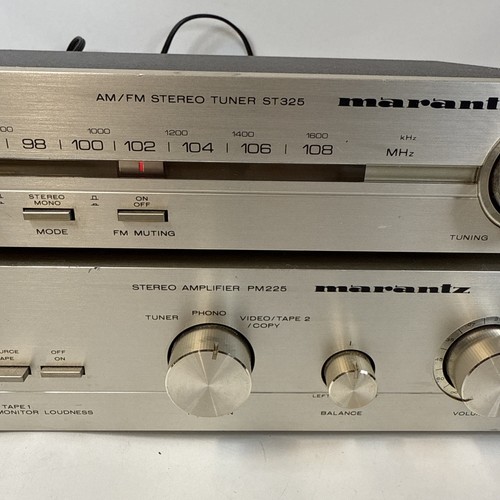 Marantz Amplificatore Stereo Vintage PM225 + SINTONIZZATORE Stereo AM/FM ST325 Argento Testato - Foto 5 di 16