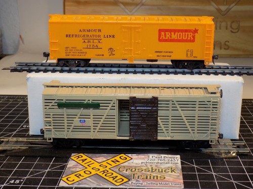 HO Set/2 Mantua 40' Reefer Armour ARLX, Athearn 40' Stock Car Up (071808) | Zustand: Used