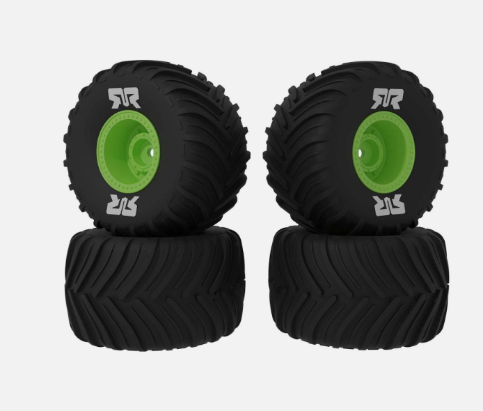 Arrma dBoots Chevron MT Tire Set Glued Green 2 Pairs 4 Tires GROM