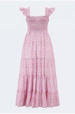 Rixo Kendall Dress In Duck Egg Shell Pink Pansy Blush Midi Dress Size 2XL UK 18