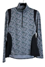 KERRITS 1/4 Zip Tech Long Sleeve Top Shirt Large L Pullover Horse Print