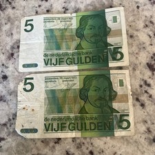 1973 NETHERLANDS 5 GULDEN DUTCH EUROPE MONEY BILL BANK NOTE