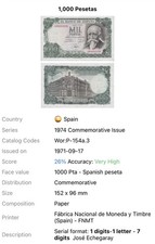 1971 Spain 1000 Pesetas  Spanish Currency Bill Bank Note Commemorative Issue