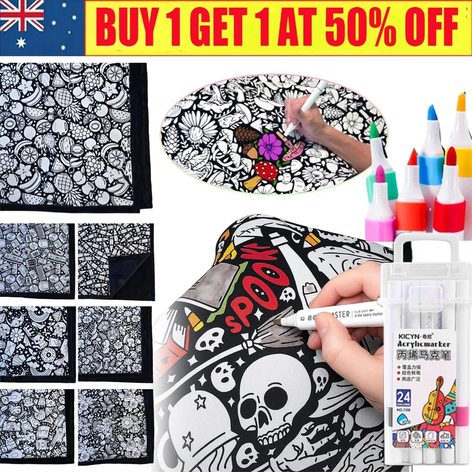 DIY Coloring Blanket with Markers - Color Your Own Blankets Customizable Blanket