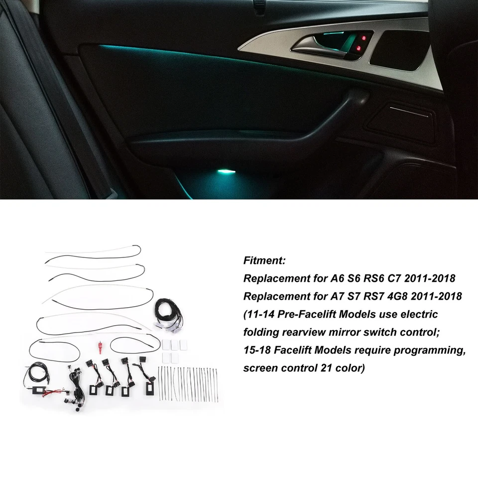 Car Interior Light Ambient Light Strip 21 Color Replacement For C7 - Image 3 of 4