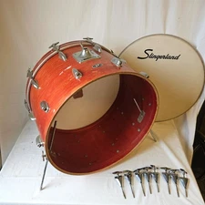 Slingerland 22x14" 3-ply Bass Drum - Violin Red Wood Finish 1970s