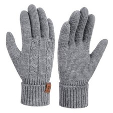 Womens Winter Warm Touch Screen Gloves Elastic Cuff Thermal Knit One Size Grey