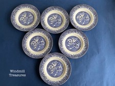 6 BARRATTS WILLOW PATTERN TEA SIDE PLATES 17.5cm - GREAT CONDITION O746