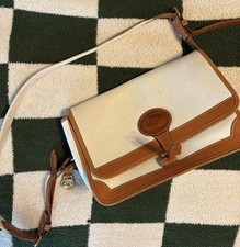 Vintage Dooney Bourke All Weather Crossbody Brown and White Buckle Clasp