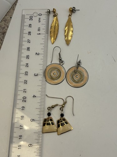 Vintage Earrings Mother’s Estate Costume Jewelry Lot Of 3 Dangle See Desc - Imagen 7 de 9