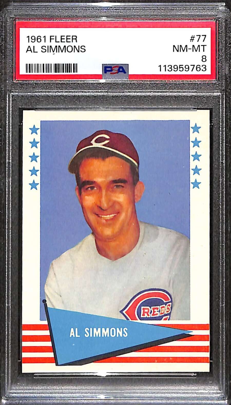 1961 Fleer #77 Al Simmons HOF  PSA 8 NMMT C97940