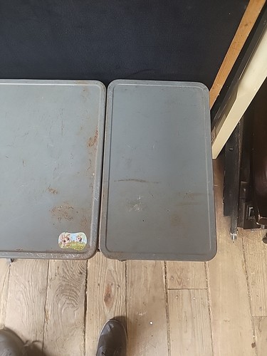 Vintage Metal Industrial Rolling Typewriter Table Cart Drop Leaf Desk - Picture 6 of 12