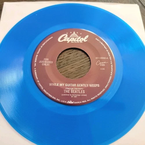 Beatles - "While My Guitar Gently Weeps/Blackbird"  BLUE Vinyl 45 - 1996 - Mint
