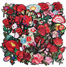 60Pcs Random Assorted Flowers Sewing On/Iron on Patches, Embroidered Sew Appl...