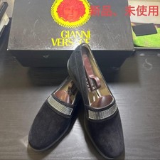 Gianni Versace Suede Loafers, Black, Men's, Size 6, From Japan, i25856