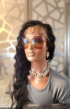 Curly Wig Black Wavy Wig HumanBlend Free Parting 13x4 Lace Front Heat Jet Black