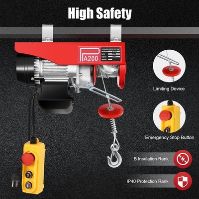 Electric Hoist 440 lbs Remote Control Winch Overhead Crane for Garage Warehouse