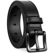 VONMELLI Leather Belt for Men Nickel Free, TSA Fit Waist Size 39-42", Black