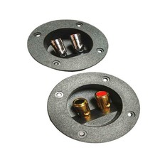Black Speaker Terminals Cup Connectors Round Box with 2 Banana Gildeds Plug