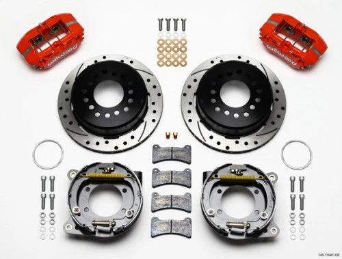 KIT FRENO DISCO WILWOOD, PB TRASERO,71-74 AMC JABALINA,AMX,11" PERFORADO, PINZAS ROJAS Foto 2 de 3