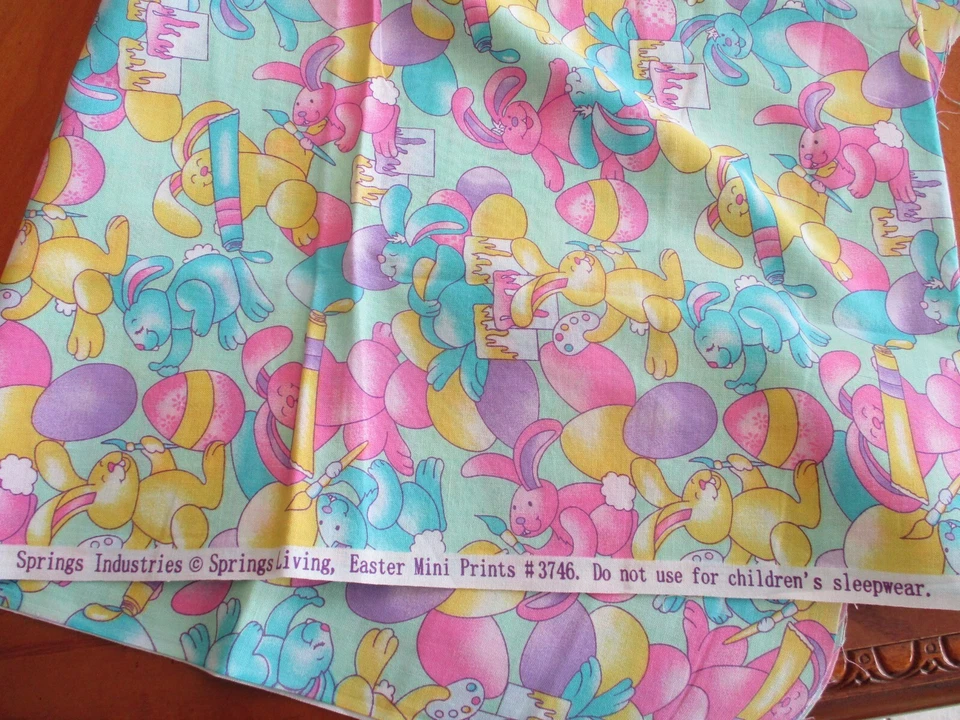 34"x44" Easter Painting Bunnies Mini Springs Industries Cotton Quilt fabric VGT - Image 2 of 4