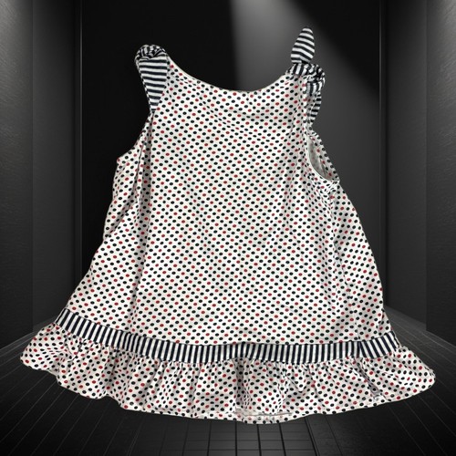 FLORENCE EISEMAN Size 4T Dress Sundress Polka Dot Red Black Flowers Shoulder Tie - Foto 2 di 6