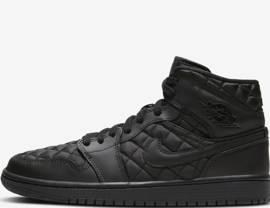 Nike Air Jordan 1 Mid Black Quilted Size Women 9, Men 7.5