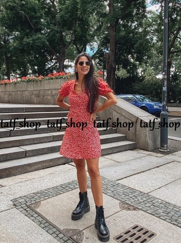 H\u0026M Red Short Viscose Dress With Floral 