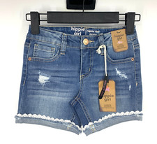 Hippie Girl Denim Shorts Kids Size 6X Shortie Snap Button Distressed Adjustable