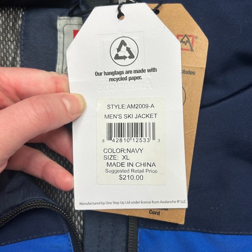 Avalanche Men's XL Waterproof Ski Jacket Parka Coat Insulated Blue Full Zip NEW - Picture 4 of 10