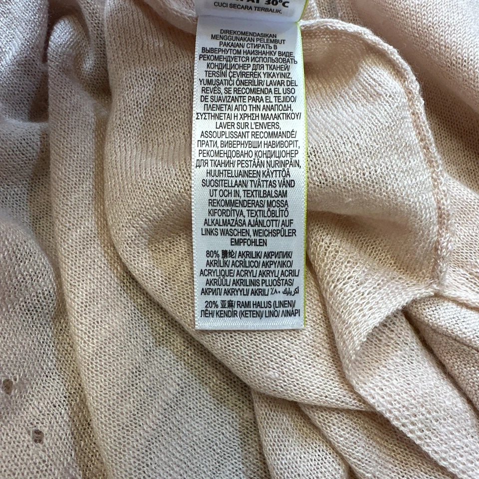 Boho Cardigan Sweater Womens 16 Linen Blend Long Lightweight Blush Pink - Image 3 of 4