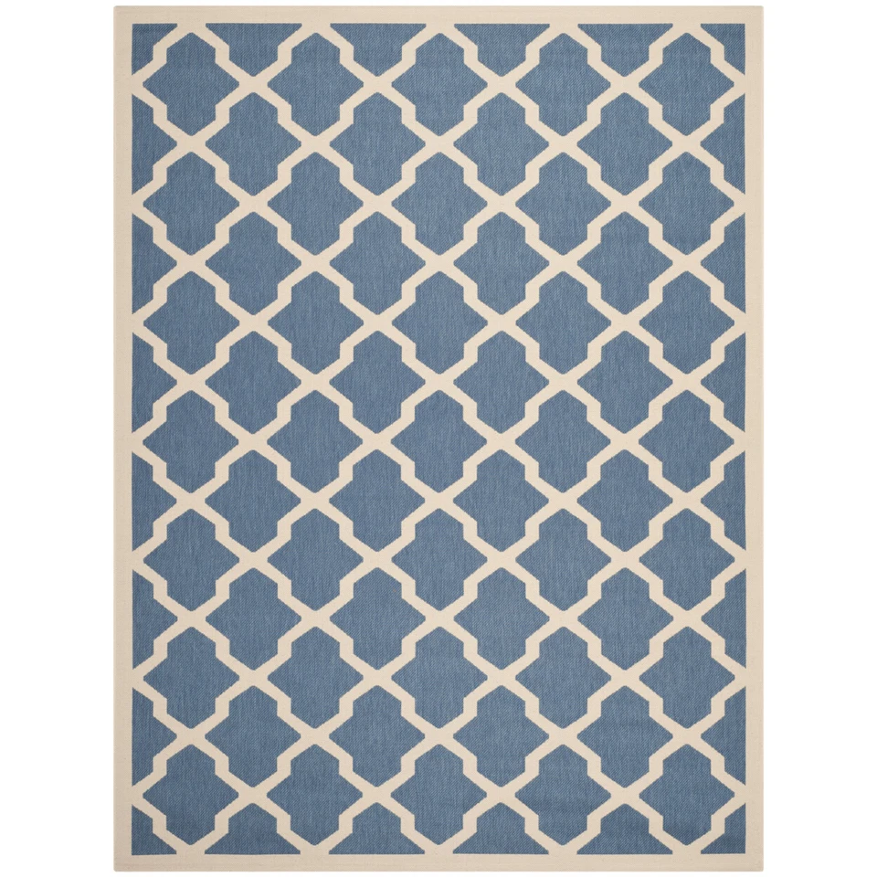 SAFAVIEH Indoor Outdoor CY6903-243 Courtyard Blue / Beige Rug - Image 3 of 4
