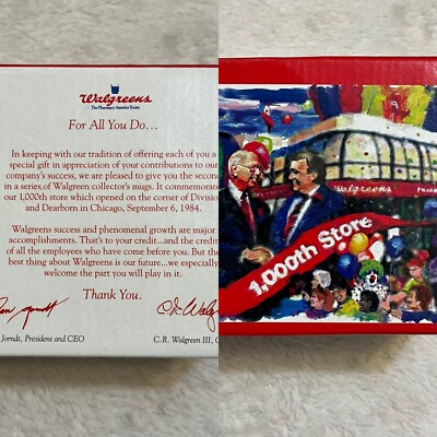 Walgreens 1,000th Store Commemorative Ceramic Coffee Mug Certificate Genuine New