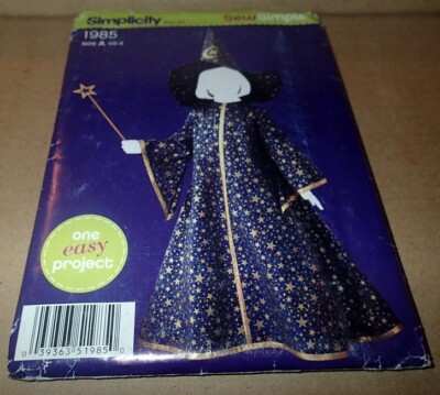 SIMPLICITY PATTERN 1985 ~ WITCH OR WIZARD COSTUME ~ SIZES 1/2 - 4 *NEW
