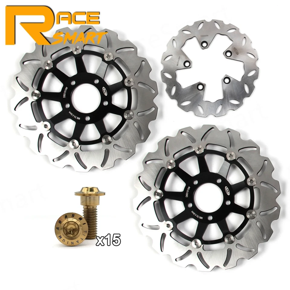 Rotores de disco de freno delanteros traseros + tornillos de montaje para Suzuki RF900R 1994-1997 Foto 2 de 4