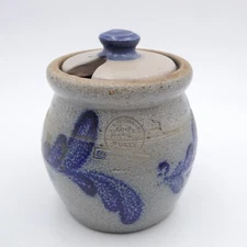 Rowe Pottery Salt Glazed Canister Jar 5 Inch Floral Design 1987 RPW