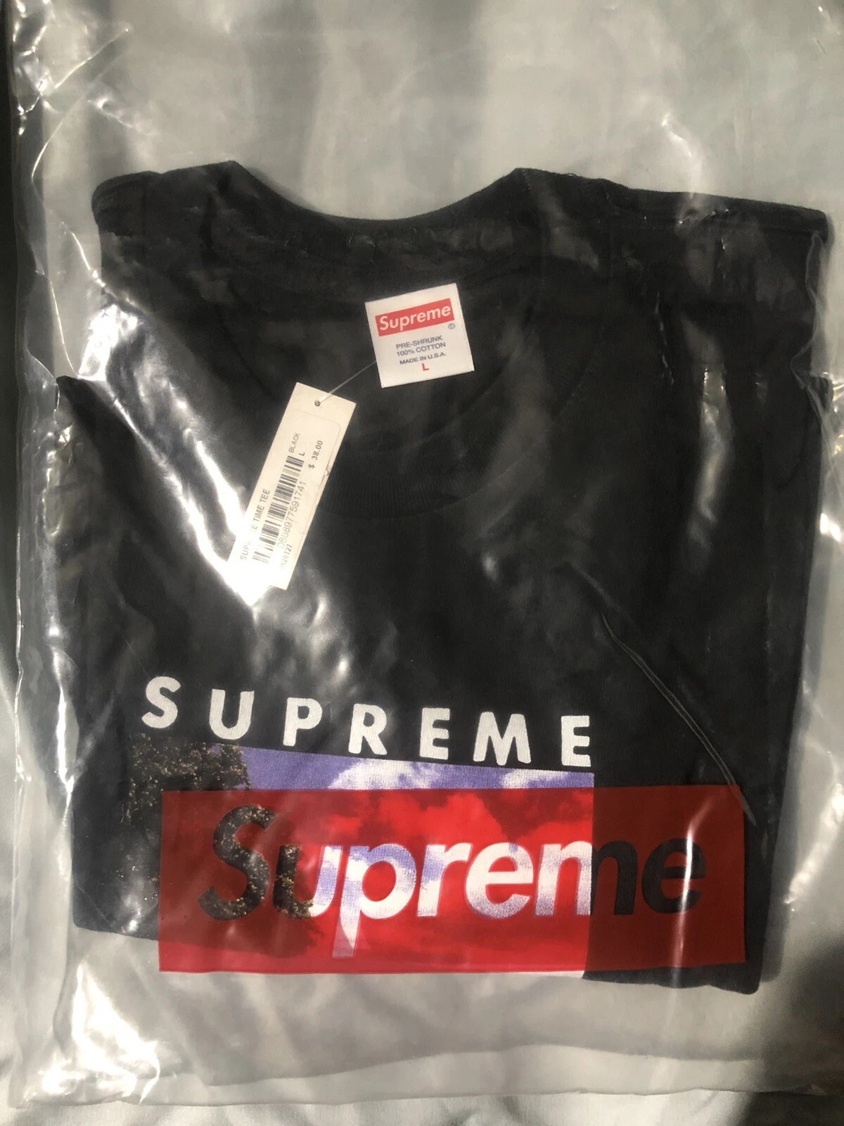 Tee shirt noir Supreme Time taille L SS20 SS20T27 neuf