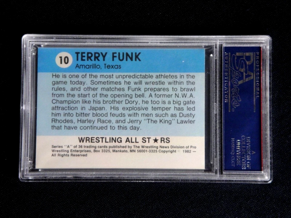 TERRY FUNK 1982 WRESTLING ALL STARS SERIES A #10 PSA 8 ALL-STARS GRADED RARE - Image 2 of 2